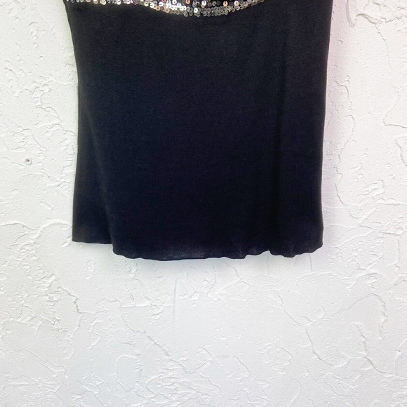 Y2K Early 2000s Retro INC Black Sequin Babydoll Tank Top Size Medium - Picture 3 of 6